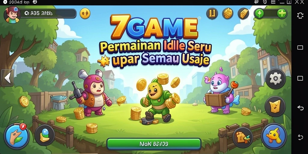 Screenshot gameplay 7GAME menampilkan aktivitas karakter dalam skenario Idle.