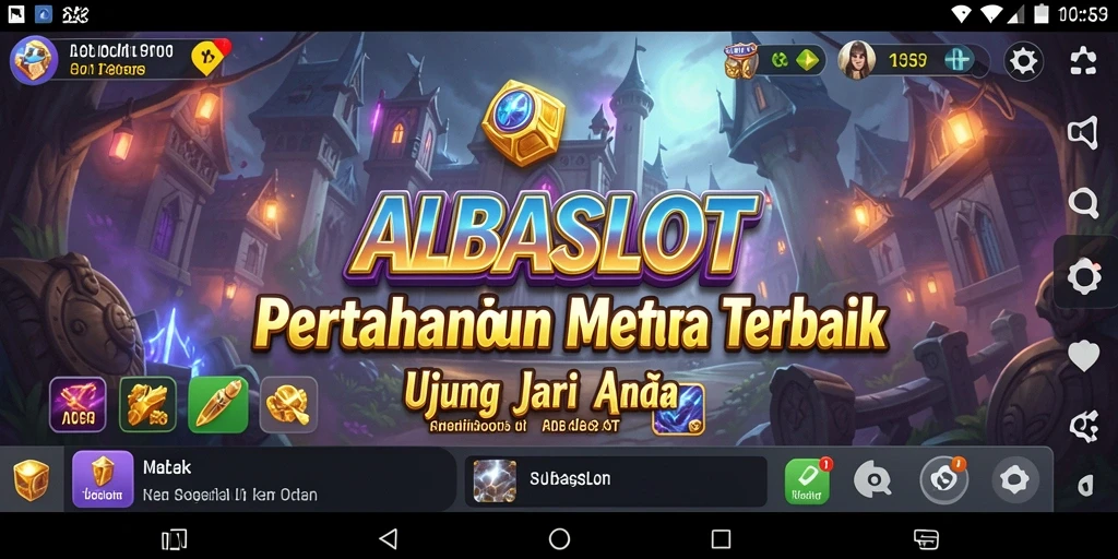 Screenshot permainan ALBASLOT menunjukkan aksi seru pertahanan menara.