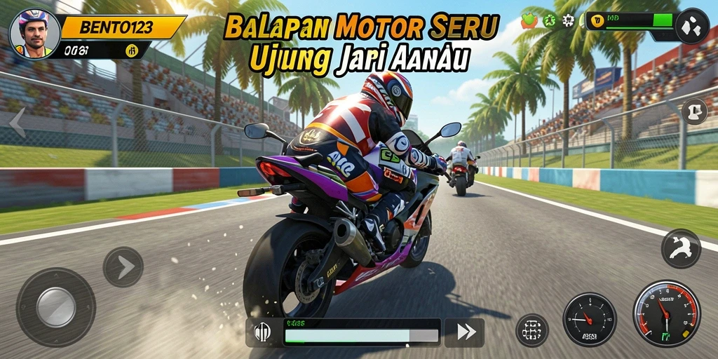 Tampilan menakjubkan dari gameplay balapan motor di BENTO123.