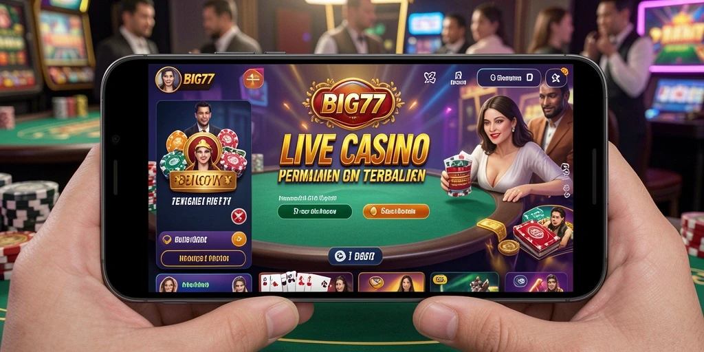 Screenshot gameplay Live Casino BIG77 dengan dealer profesional.