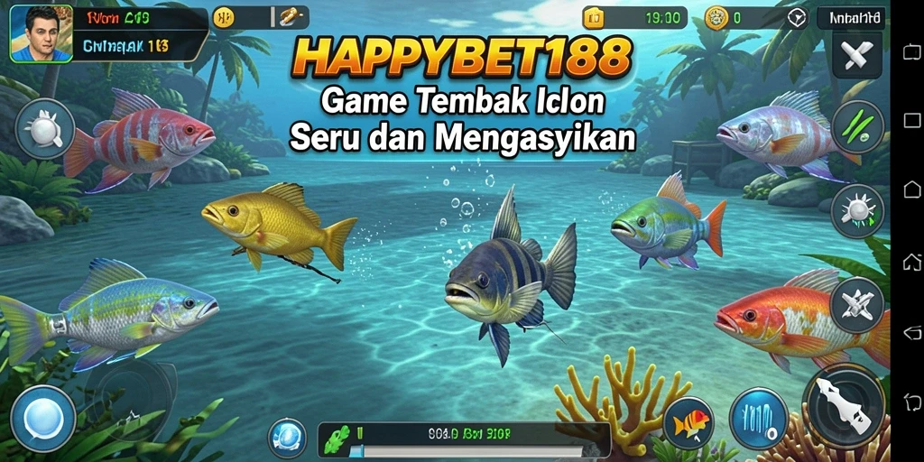 Screenshot gameplay Tembak Ikan dari HAPPYBET188 yang menampilkan aksi menembak ikan.