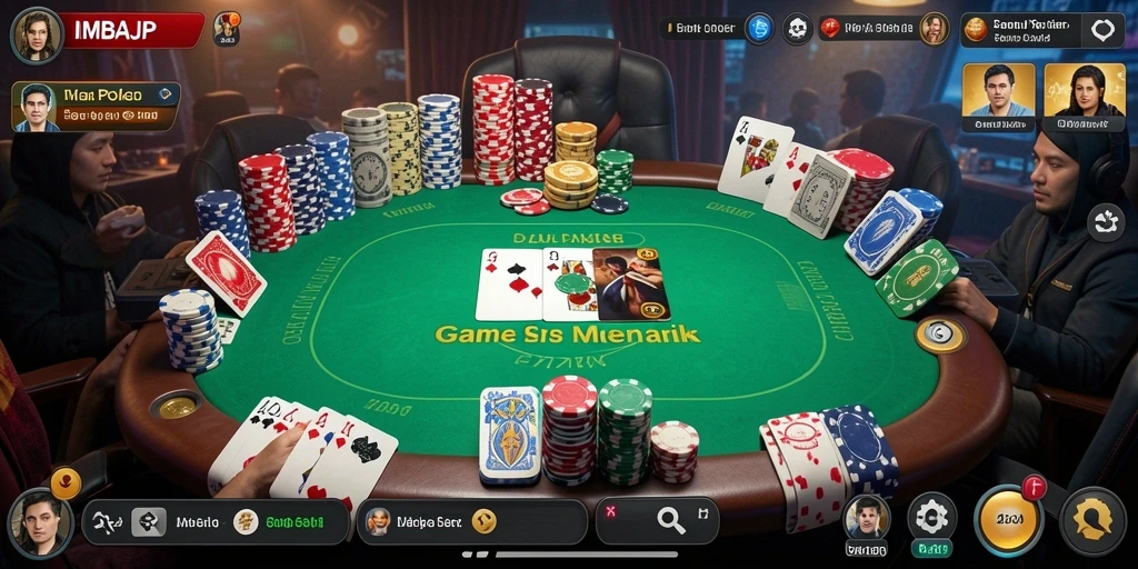 Tampilan gameplay Poker yang seru dan mendebarkan.