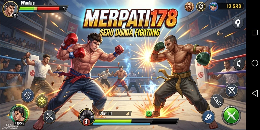 Tangkapan layar utama MERPATI178 menunjukkan aksi pertarungan yang intens.