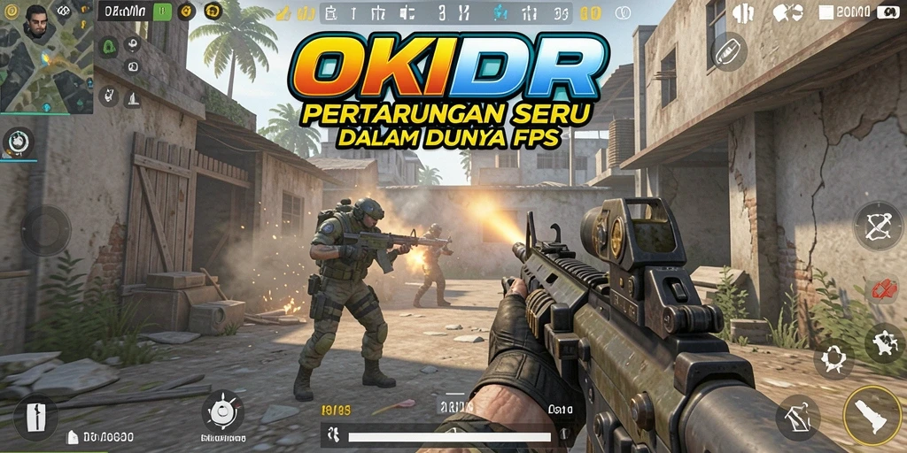 Screenshot gameplay OKIDR yang menunjukkan aksi tembak-menembak yang mendebarkan.
