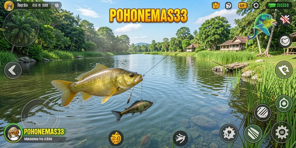 Tangkapan ikan yang spektakuler dalam gameplay POHONEMAS33.