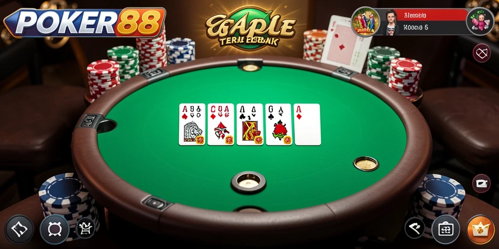 Tampilan gameplay Gaple yang menarik dan interaktif di POKER88.