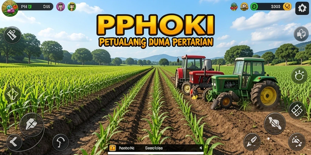 Tampilan gameplay menarik dari PPHOKI menunjukkan aktivitas bertani yang menyenangkan.