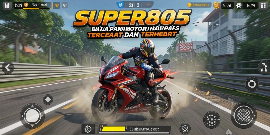 Tampilan gameplay balapan motor yang seru dan mendebarkan.
